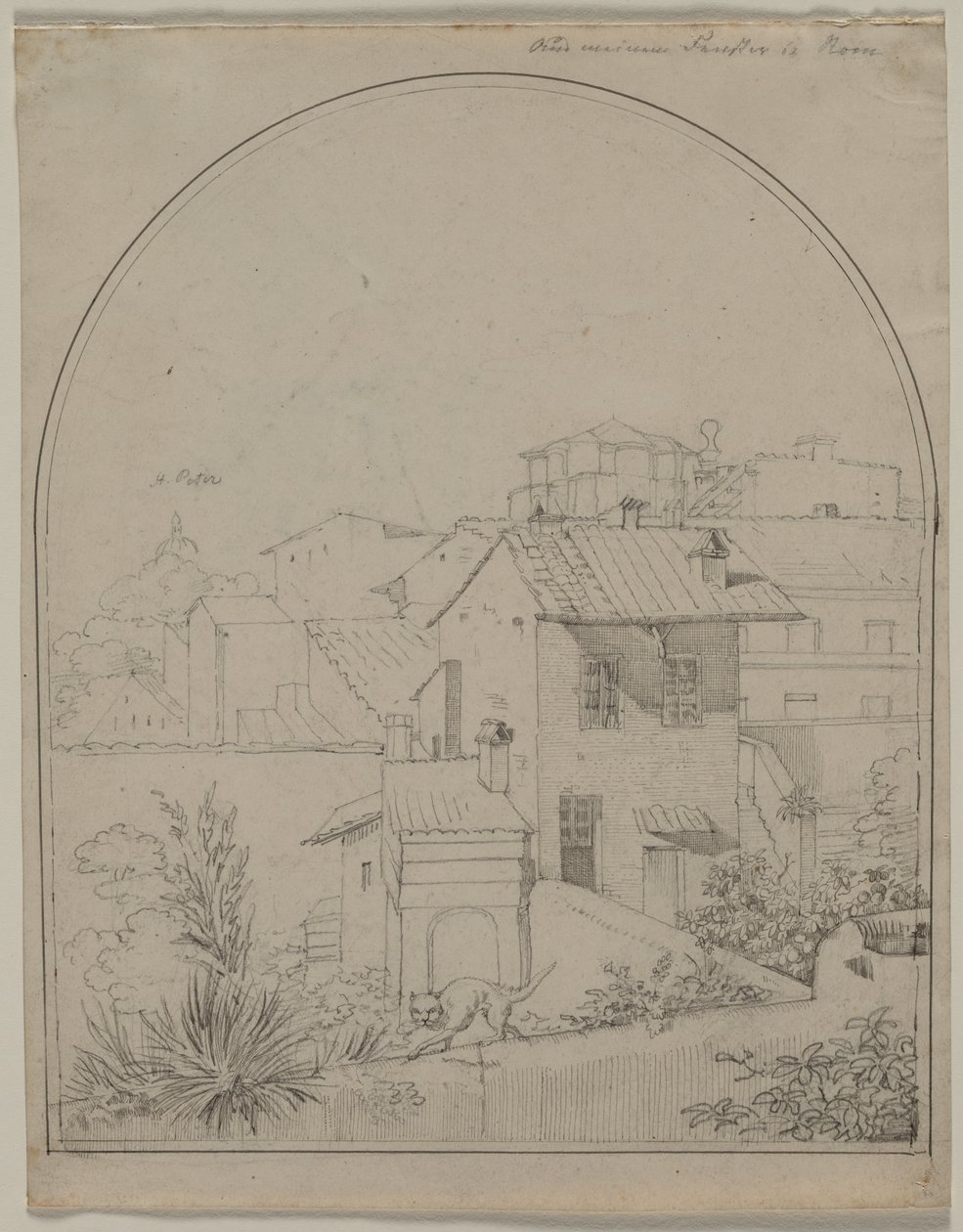 Näkymä Rooman ikkunastani (recto) tekijältä Carl Ludwig Tischbein