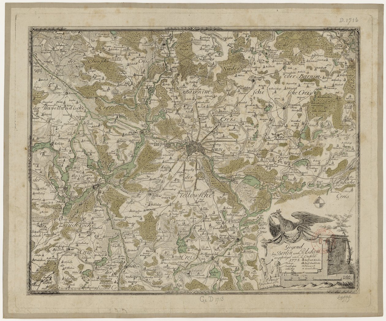Berliinin ja Potsdamin lähialue (kol.) - Oesfeld 1778 tekijältä Carl Ludwig von Oesfeld