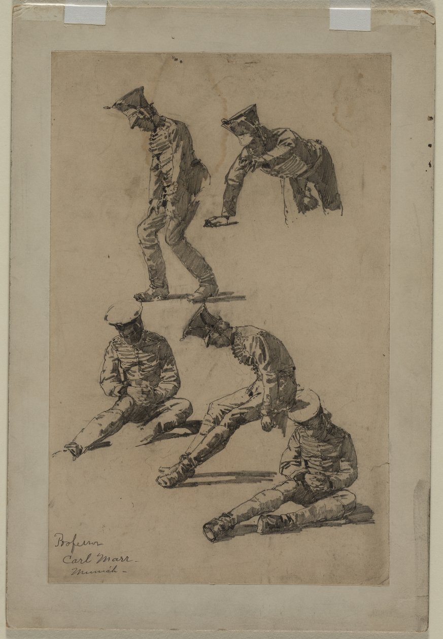 Five Studies of a Soldier, neljäs neljännes 1800-luvulta tai ensimmäinen kolmas 1900-luku. tekijältä Carl Marr