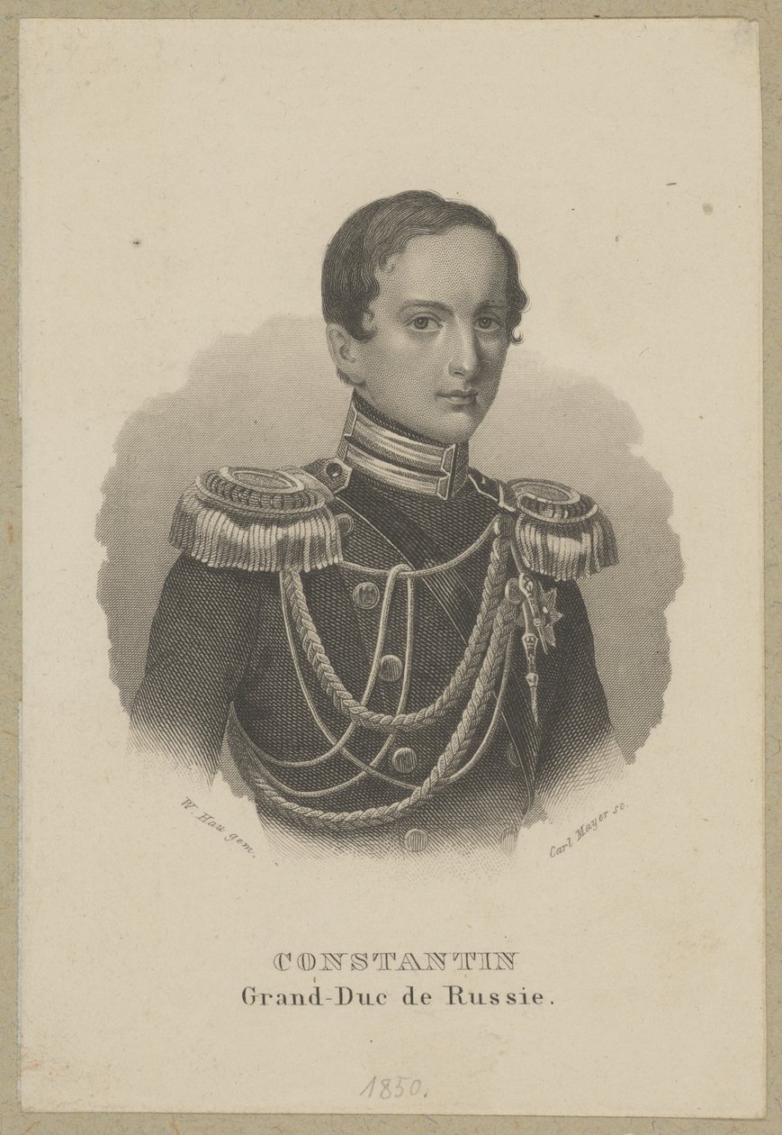 Konstantin Nikolajevitš Romanov (1827 Pietari - 1892 Pavlovsk) - Venäjän suuriruhtinas, kenraali ja Puolan kuningaskunnan käskynhaltija, Kongressi-Puolan valtioneuvoston puheenjohtaja, laivaston amiraali tekijältä Carl Mayer