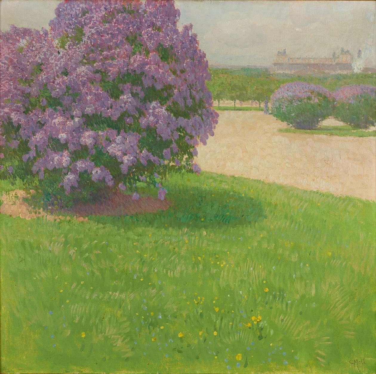 Sankareiden aukio syreenien kanssa, noin 1900 (öljy kankaalle). tekijältä Carl Moll
