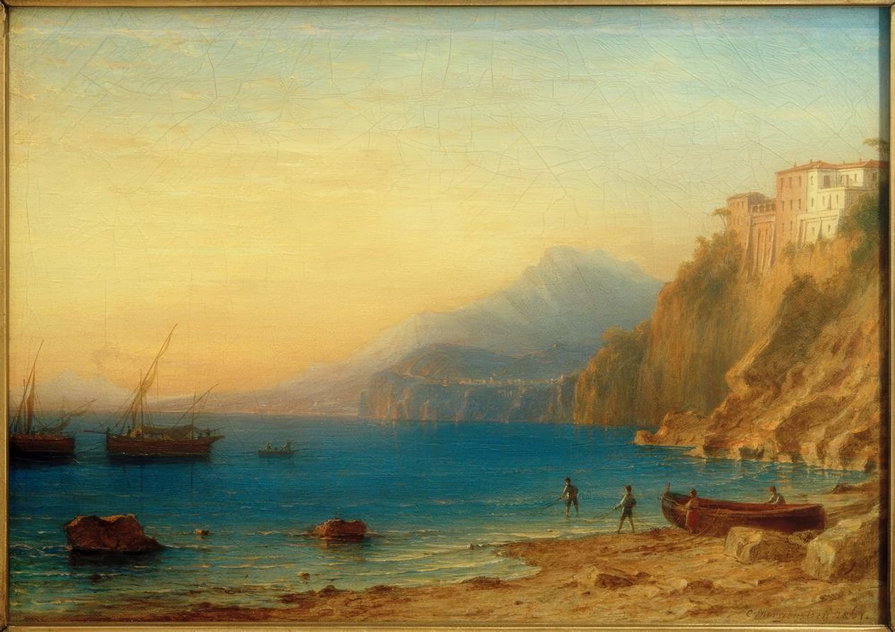 Torquato Tasso, isän talo Sorrentossa / maalaus v. C. Aamutähti tekijältä Carl Morgenstern