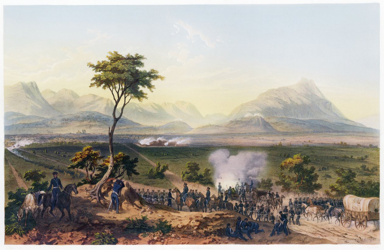 Montereyn vangitseminen, Yhdysvaltain ja Meksikon välinen sota, pubi. 1851 (värilitografia) tekijältä Carl Nebel