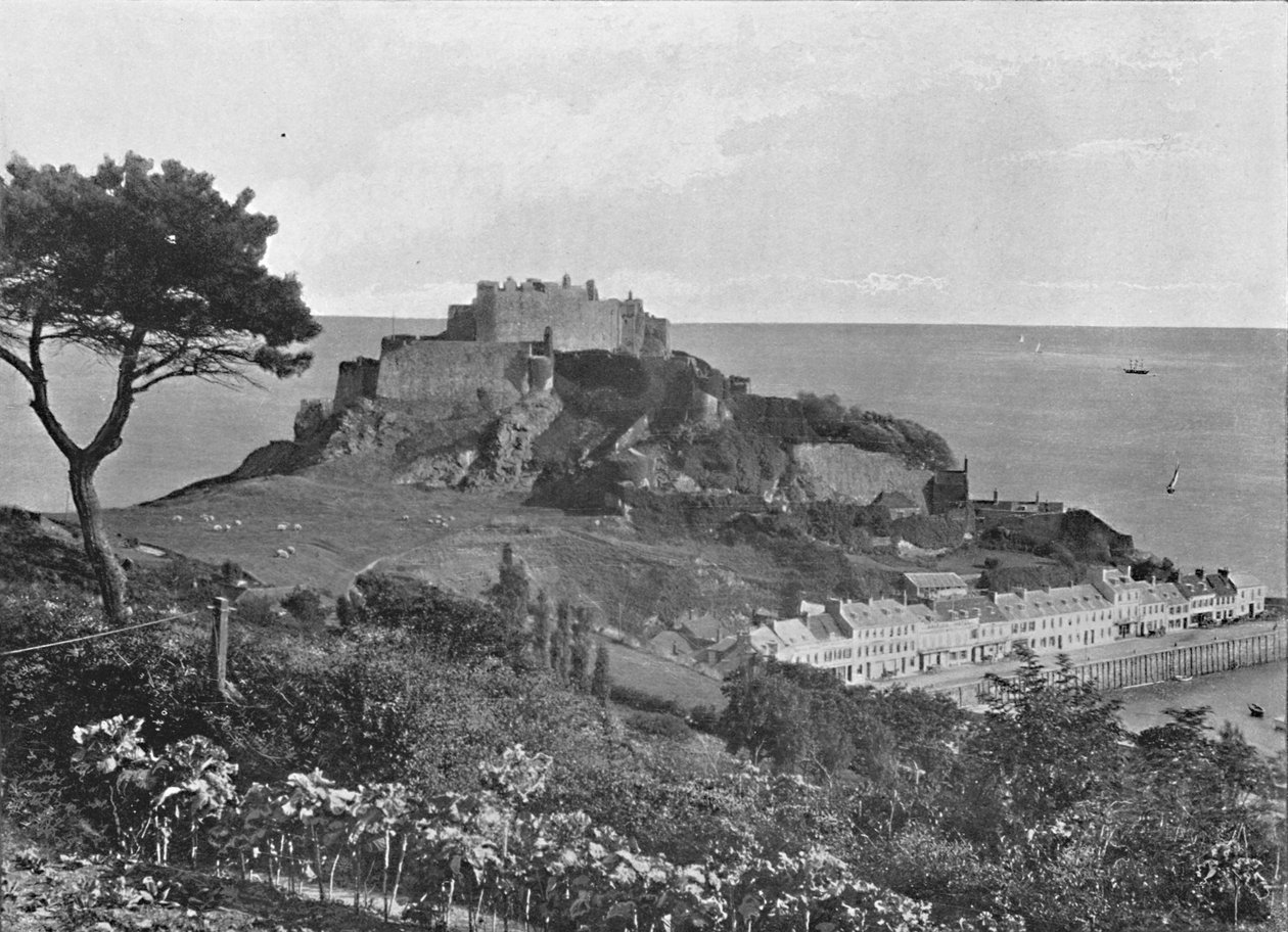 Mont Orgueilin linna, Jersey, vuodelta 1896 tekijältä Carl Norman