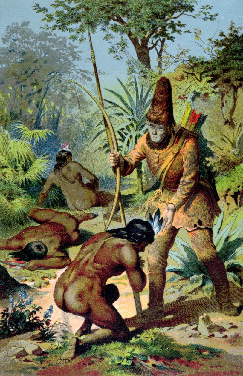 Robinson Crusoe ja mies perjantaina, n. 1880 tekijältä Carl Offterdinger