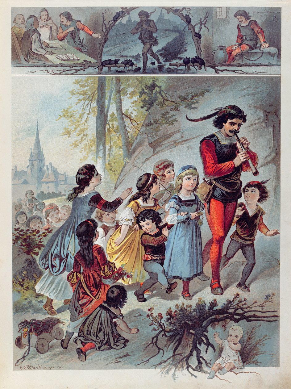 Hamelinin Pied Piper, noin 1880 tekijältä Carl Offterdinger