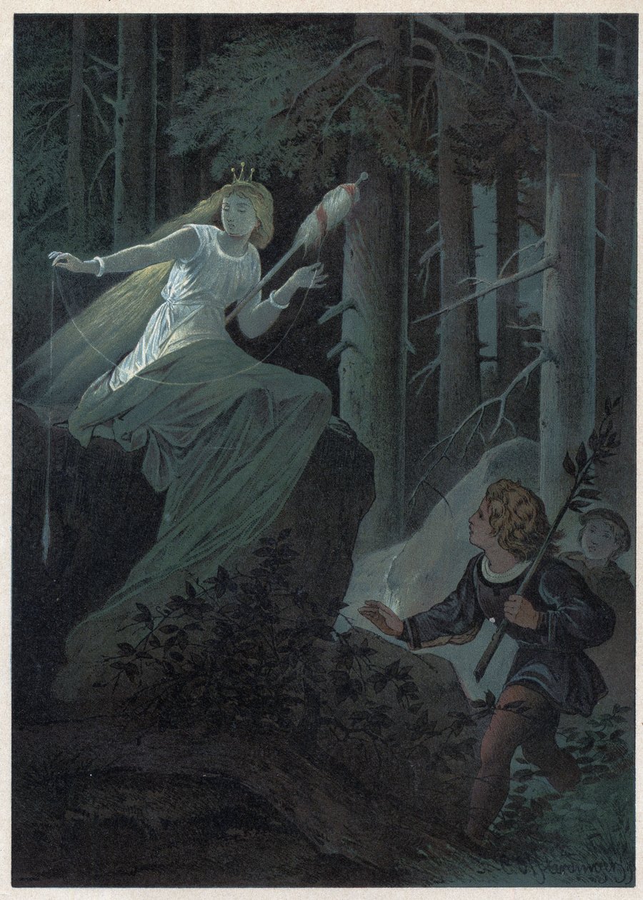 Kultaisella karalla karkuun juokseva maksu lauloi kultaisen napin kohtaloa. Carl Offterdingerin (1829-1889) kuvitus teoksessa "" Bouton d