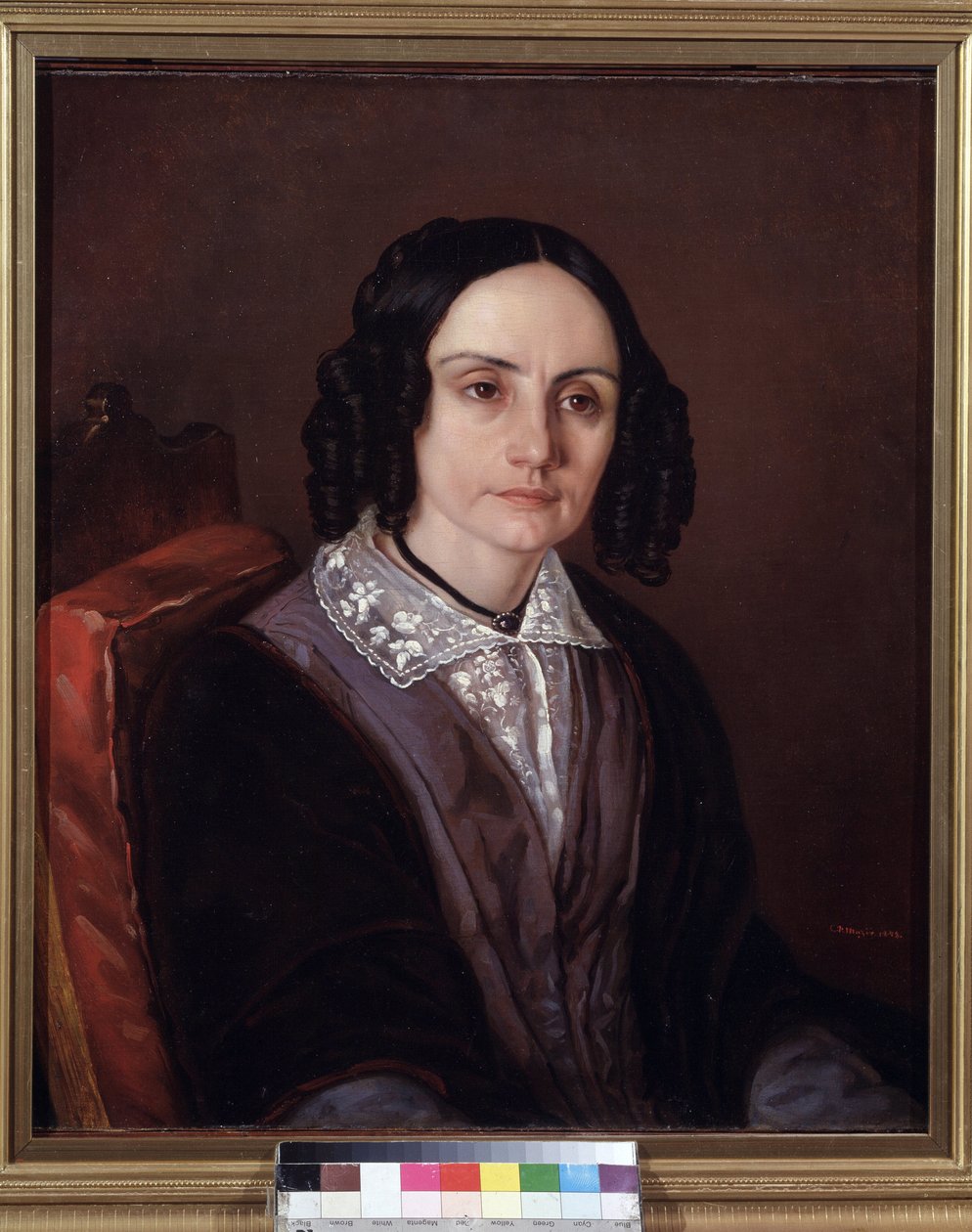 Kreivitär Maria N. Volkonskajan (1805-1863) muotokuva (Kreivitär M.N. Volkonskajan muotokuva). Dekabristin tai dekabristin kapinaan vuonna 1825 osallistuneen prinssi Serge Volkonvskin (1788-1865) vaimo. Tästä syystä hänet tuomittiin maanpakoon ja hänen tekijältä Carl Peter Mazer