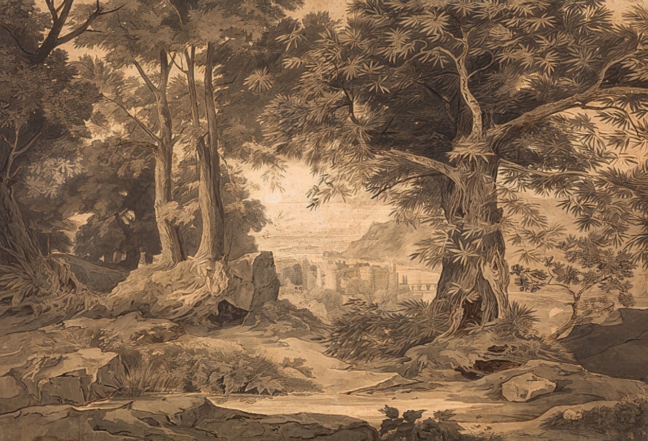 Näkymä Heidelbergin linnalle matkalla Kaiserstuhlille tekijältä Carl Philipp Fohr