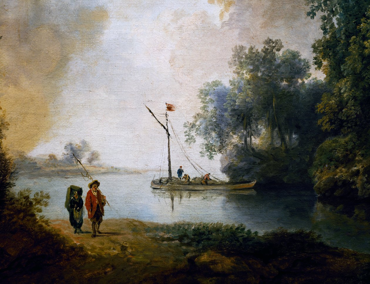 Maisema joen kanssa, noin 1780, kirjoittanut Carl Philipp Schallhas (1767-1797), yksityiskohta, Unkari tekijältä Carl Philipp Schallhas