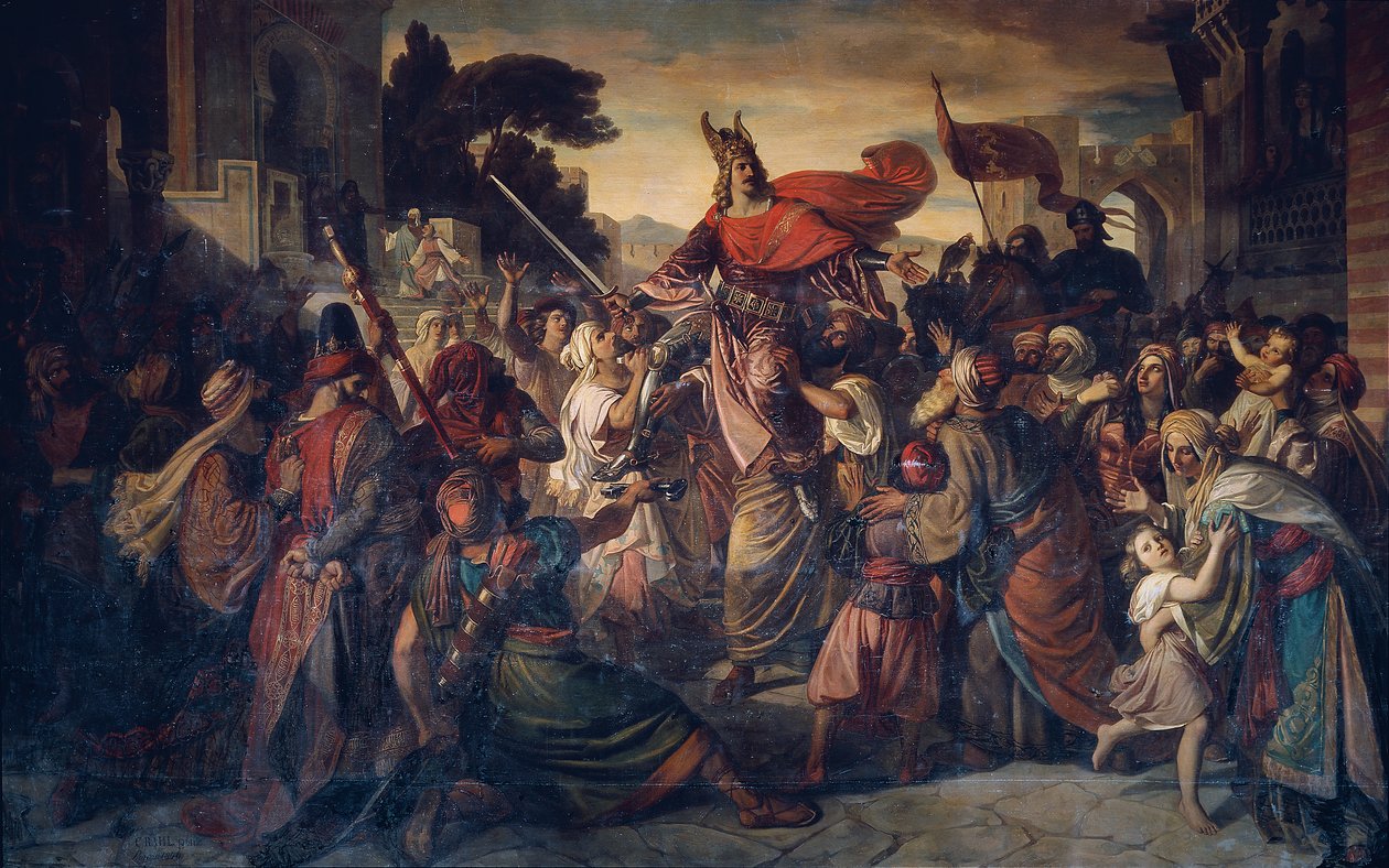 Manfredin (1231-1266) vastaanotto saraseenien toimesta Luceriassa vuonna 1254 tekijältä Carl Rahl