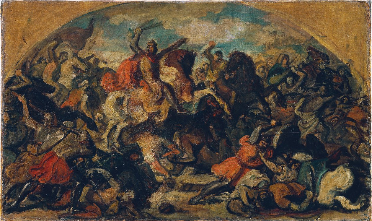 Frederick II Riidanhaluinen (1219–1246) voitti mongolit Leithan taistelussa lähellä Wiener Neustadtia 15. kesäkuuta 1246 tekijältä Carl Rahl