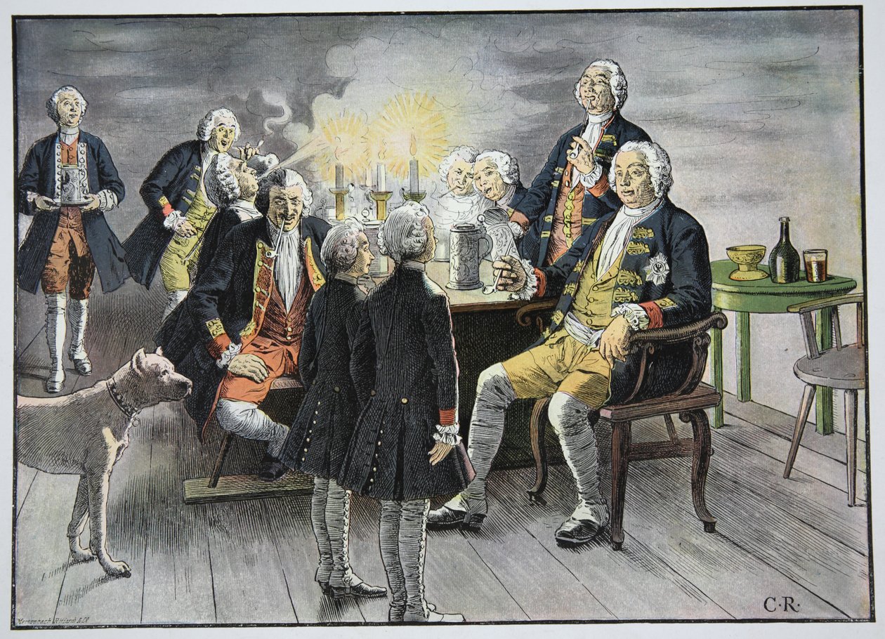 Kruununprinssi Frederick ja prinssi Henry työskentelevät tupakan parissa tekijältä Carl Röchling