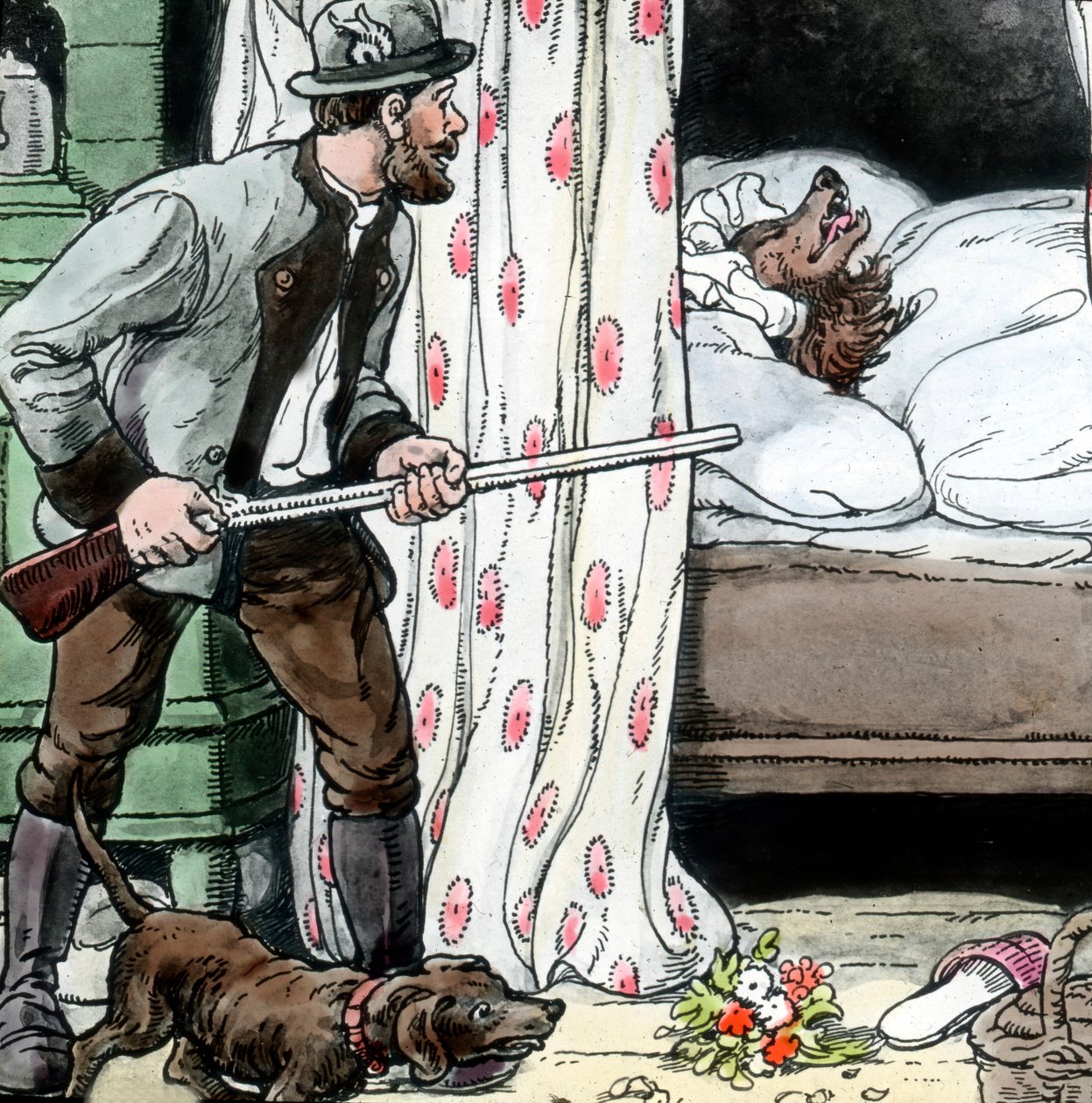 Grimmin veljekset - Sadut - Punahilkka. Kuvan päivämäärä noin 1910. Carl Simonin arkisto tekijältä Carl Simon