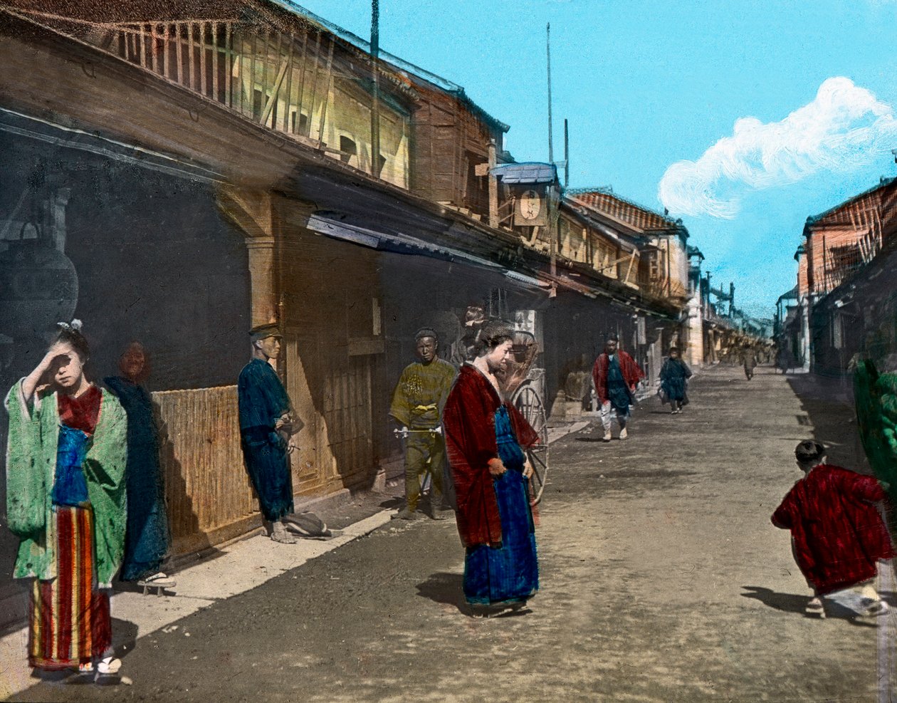 Japani, Honshun saari, Kanton alue, Tokion katuelämää, kuvan päivämäärä: noin 1920. Carl Simonin arkisto tekijältä Carl Simon
