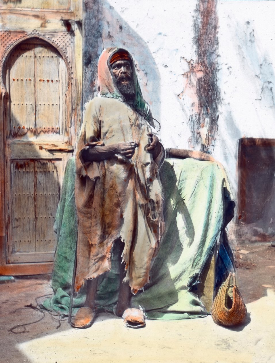 Marokko, sokea kerjäläinen Tangerissa, kuvan päivämäärä: noin 1910. Carl Simonin arkisto tekijältä Carl Simon