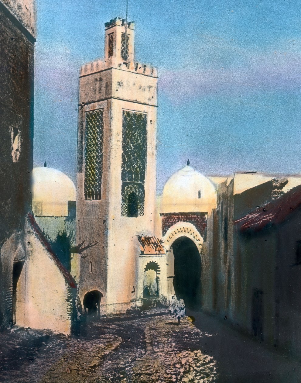Pohjois-Marokko, Tetouan, Sidi Saidin moskeijan minareetti, kuvan päivämäärä: noin 1910. Carl Simonin arkisto tekijältä Carl Simon