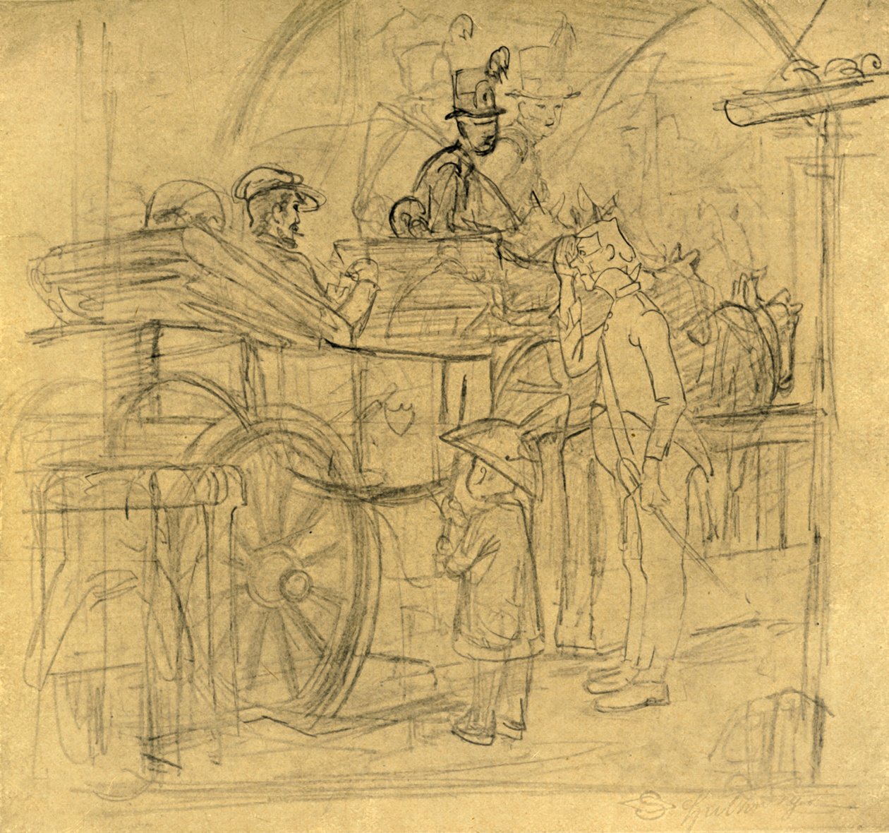 Matkustaminen, 1800-luvun puoliväli, n. 1924. tekijältä Carl Spitzweg
