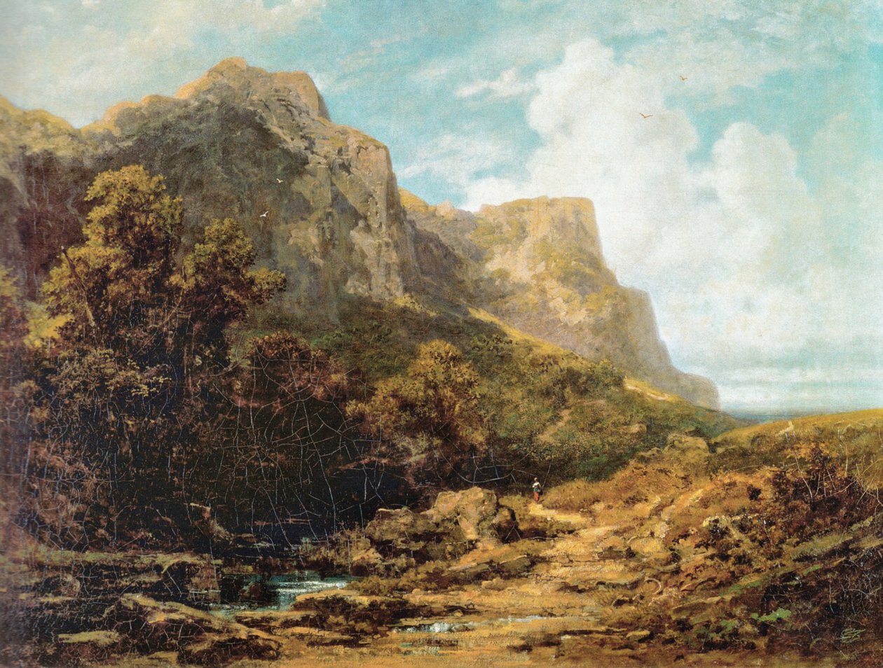 Bayerische Gebirgslandschaft tekijältä Carl Spitzweg