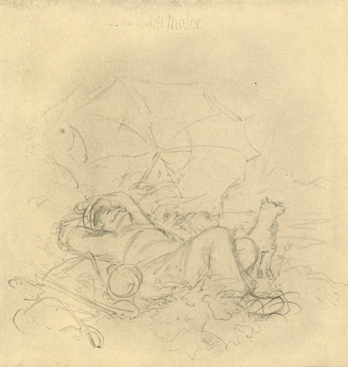 Maisemamaalari I, 1800-luvun puoliväli, loppu, n. 1924. tekijältä Carl Spitzweg