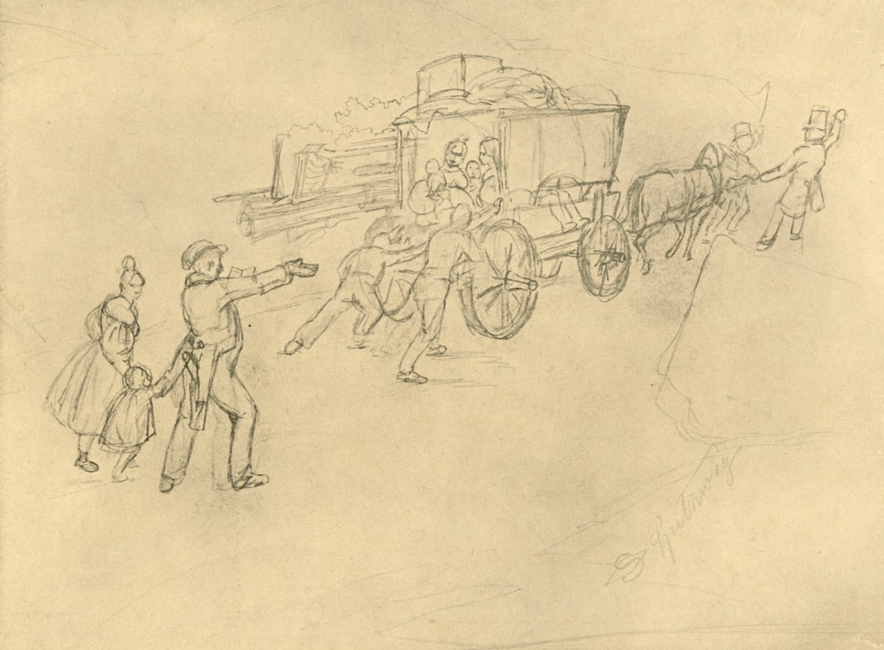 Thespian Actor Travelling, 1800-luvun puoliväli, loppu, n. 1924. tekijältä Carl Spitzweg