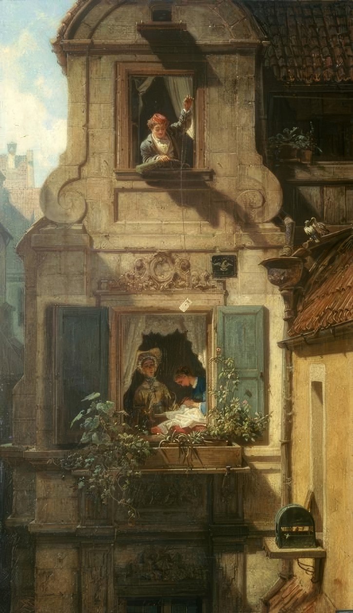 Der abgefangene Liebesbrief tekijältä Carl Spitzweg