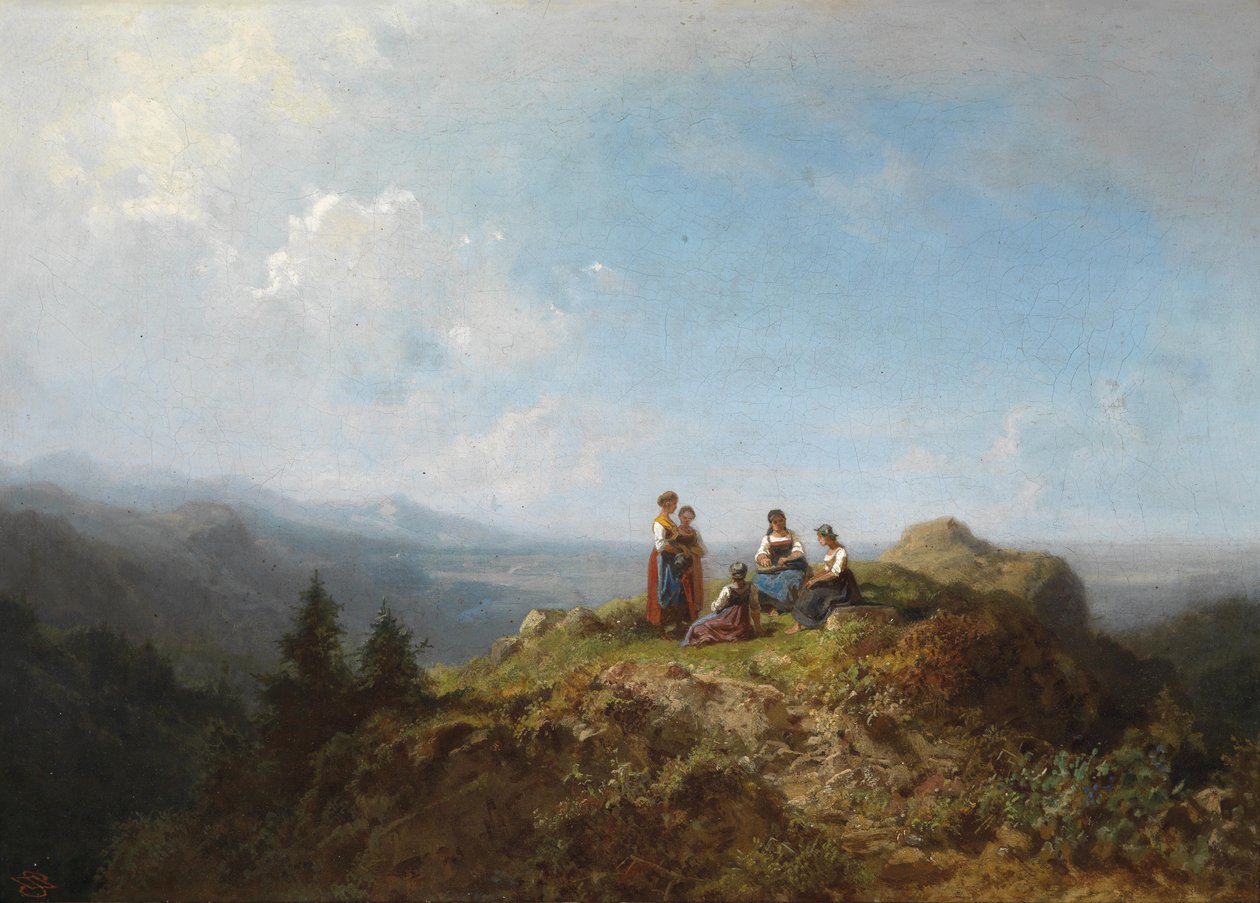 Dirndln auf der Alm tekijältä Carl Spitzweg