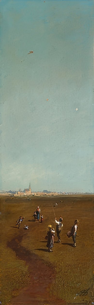 Leijan lennätys. Noin 1880/85 tekijältä Carl Spitzweg