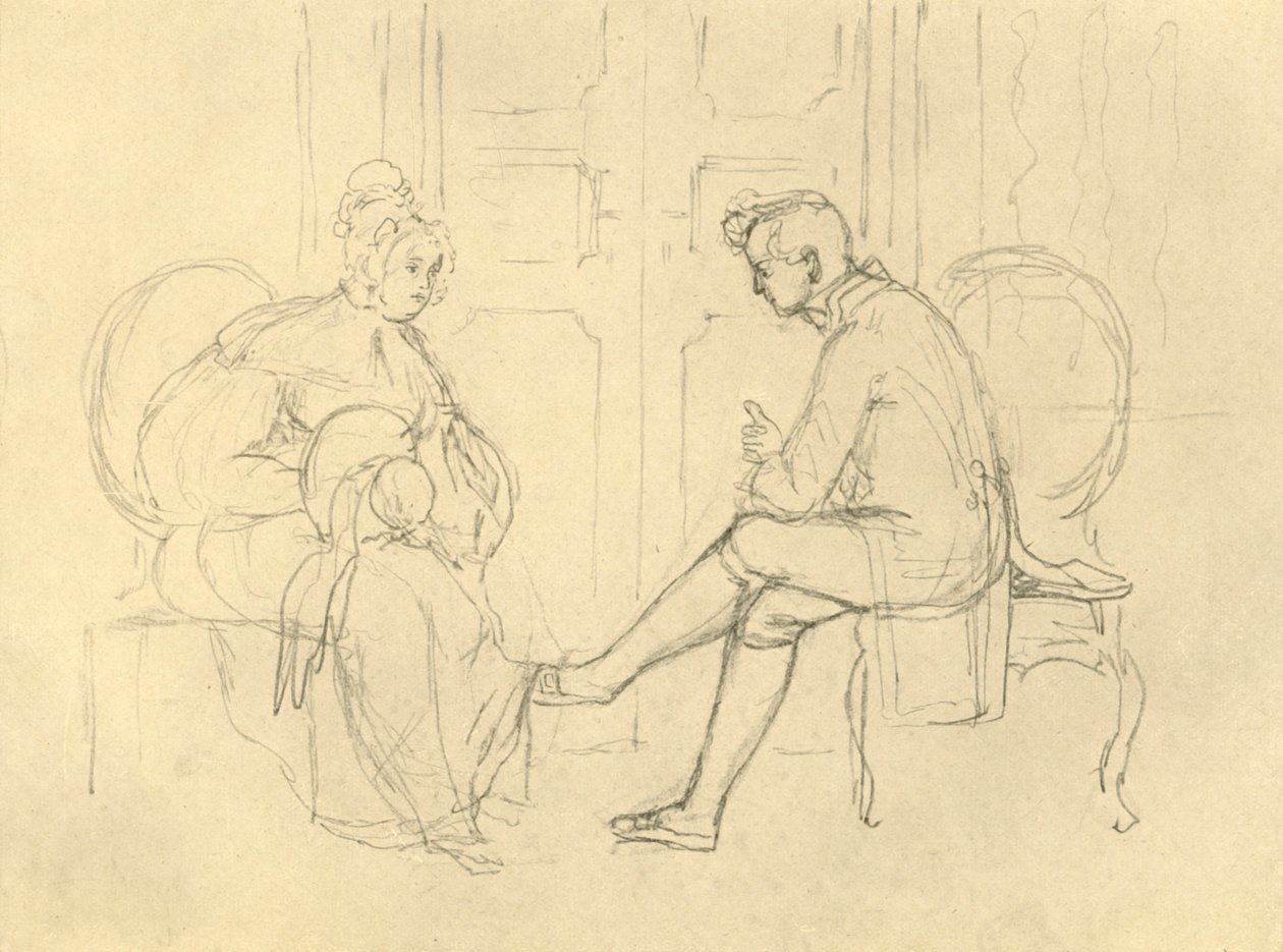 Vakava kysymys, 1800-luvun puoliväli, loppu, n. 1924. tekijältä Carl Spitzweg