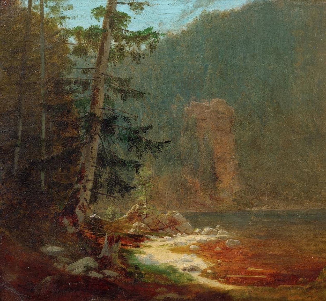 Felsenschlucht mit Bachlauf in der Nähe von Lenggries tekijältä Carl Spitzweg