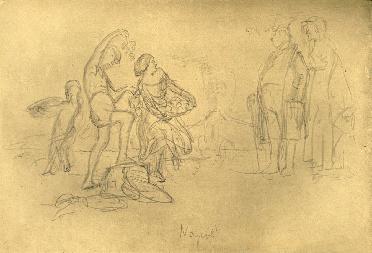 Fremde in Italien, 1800-luvun puolivälissä, vuonna 1924. tekijältä Carl Spitzweg