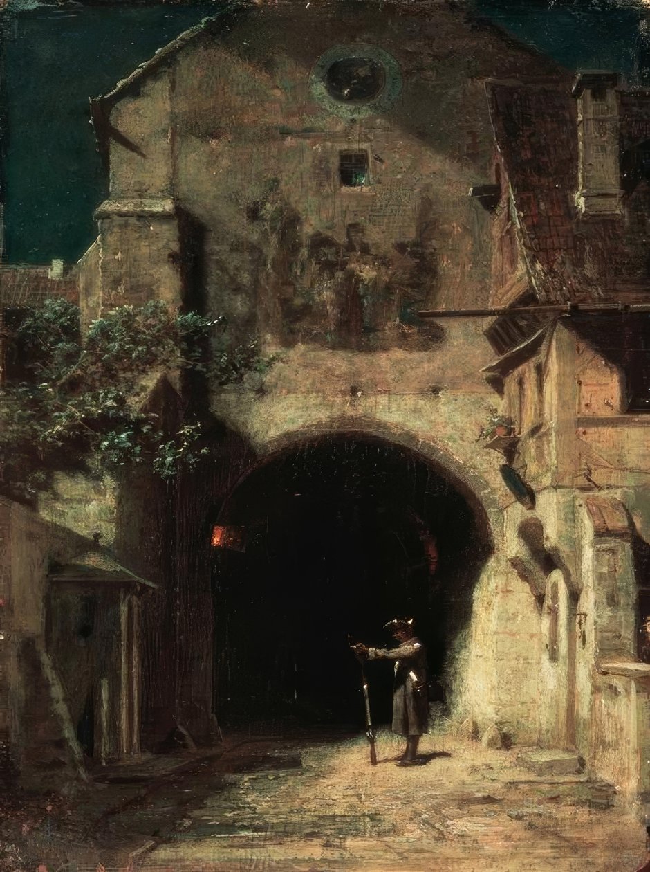 Haukotteleva kilpi katsella tekijältä Carl Spitzweg