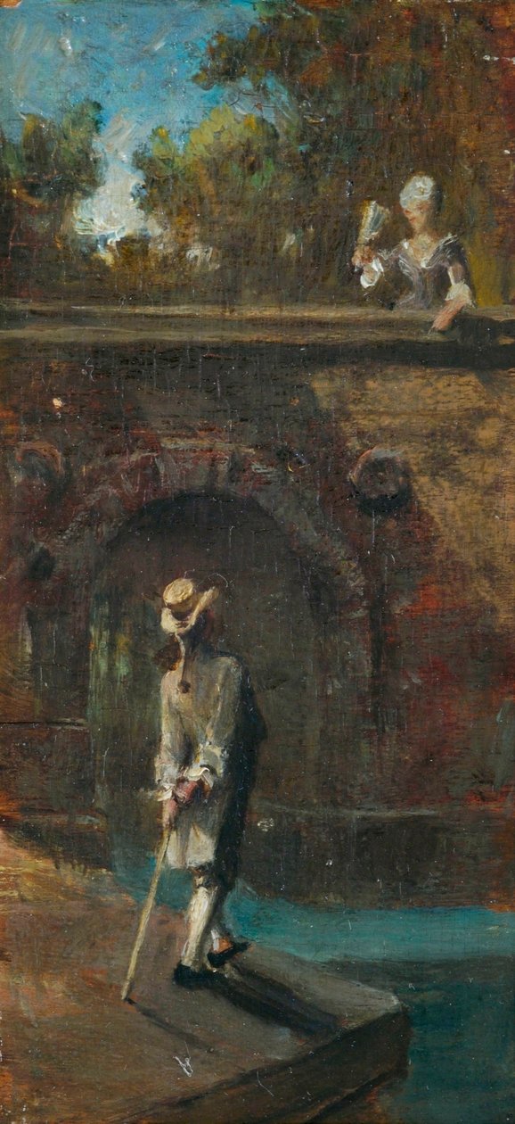 Urhea kohtaus joen sillalla tekijältä Carl Spitzweg
