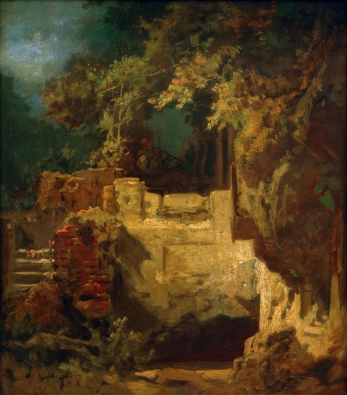 Geigender Eremit Felsenklausessa tekijältä Carl Spitzweg