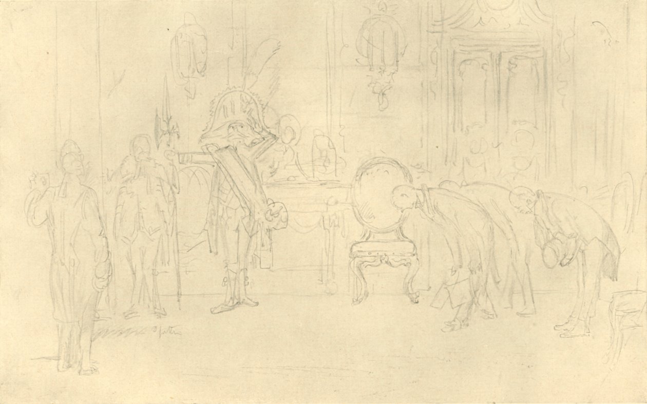Hänen korkeutensa etuhuoneessa, 1800-luvun puolivälissä, vuonna 1924. tekijältä Carl Spitzweg