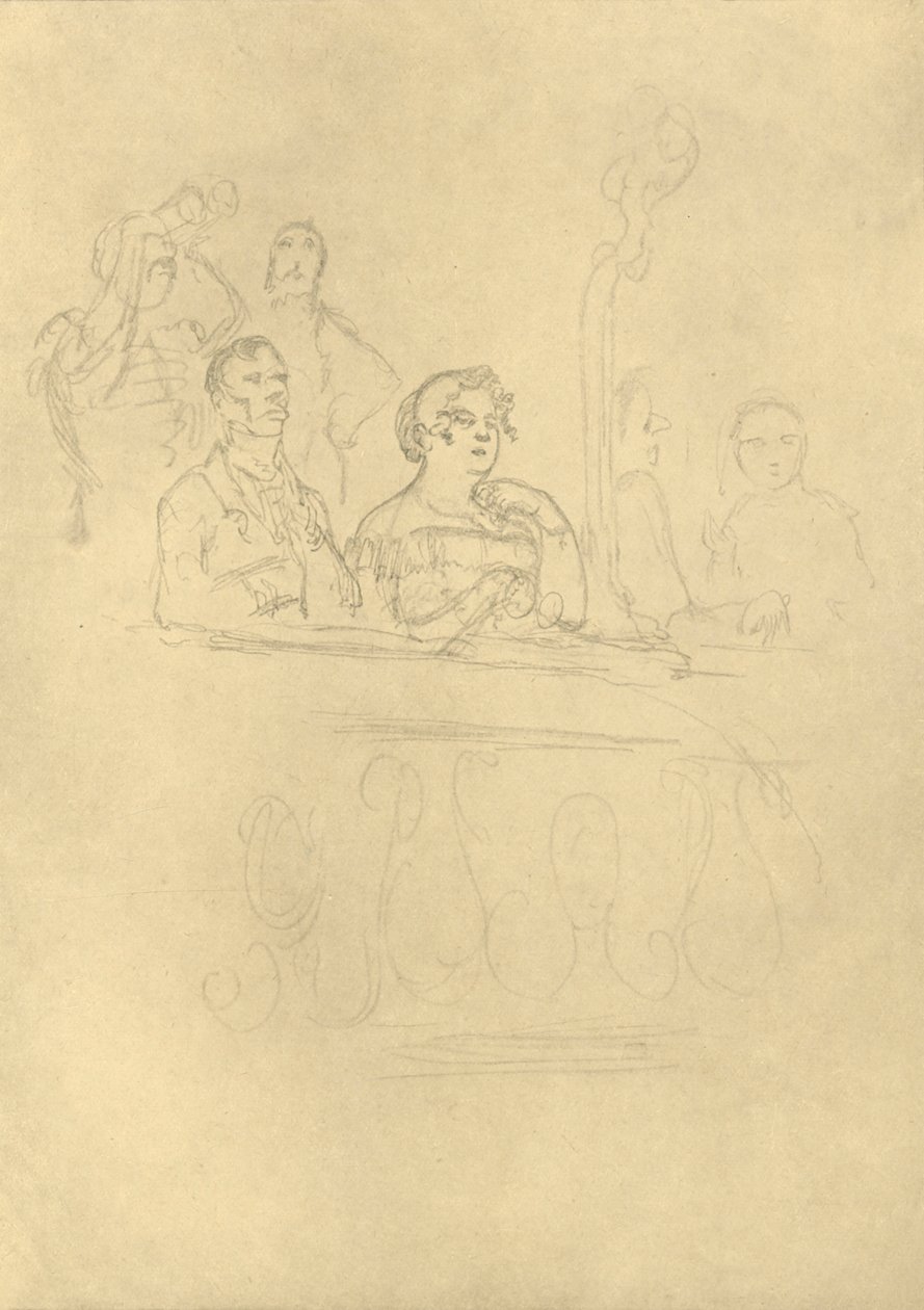 In der Loge, 1800-luvun puoliväli, loppu, n. 1924. tekijältä Carl Spitzweg