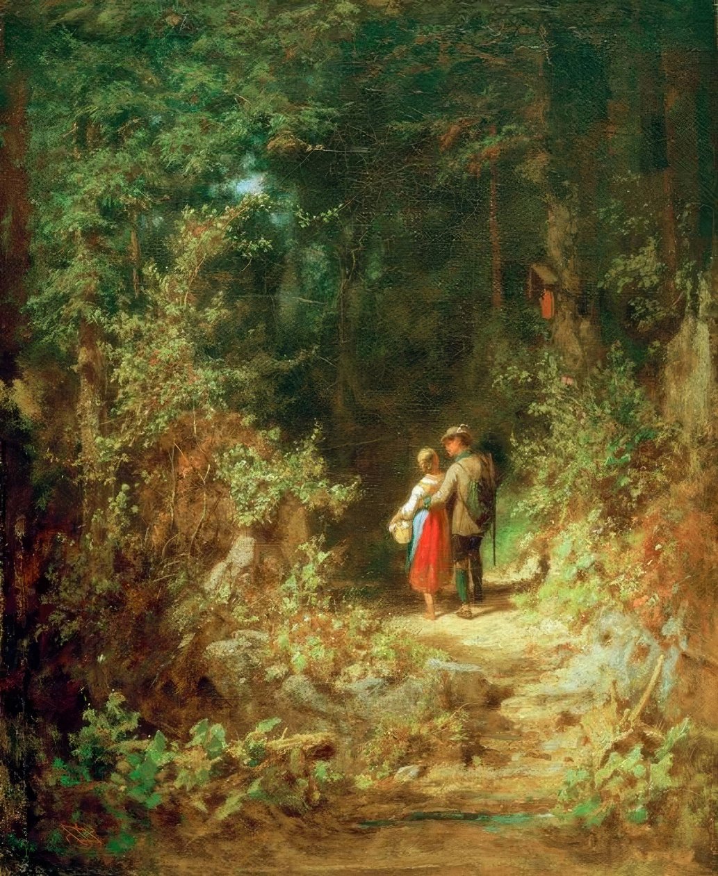Liebespaar im Walde tekijältä Carl Spitzweg