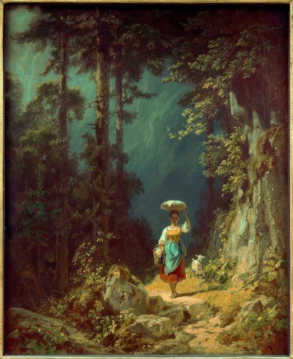 Mädchen mit Ziege im Gebirgstal I tekijältä Carl Spitzweg