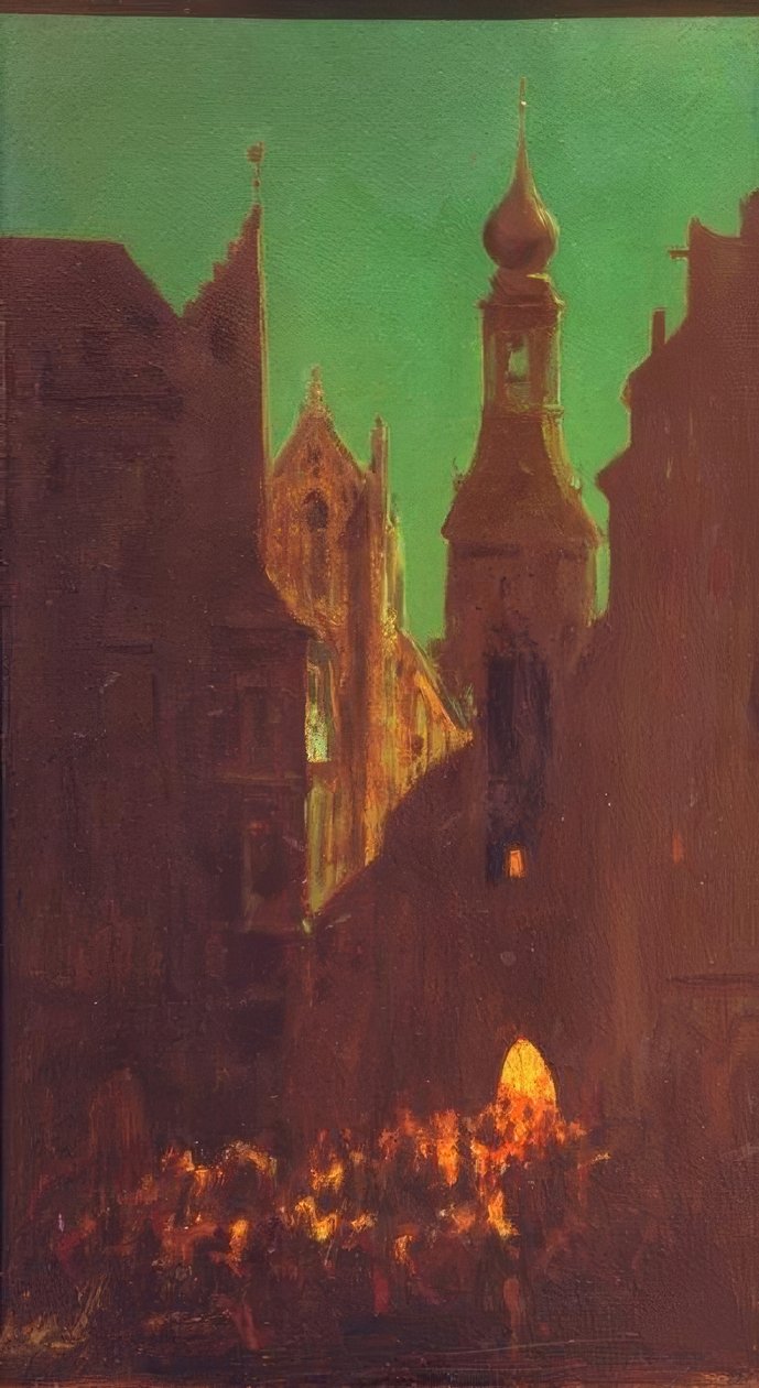 Marienplatz Münchenissä tekijältä Carl Spitzweg