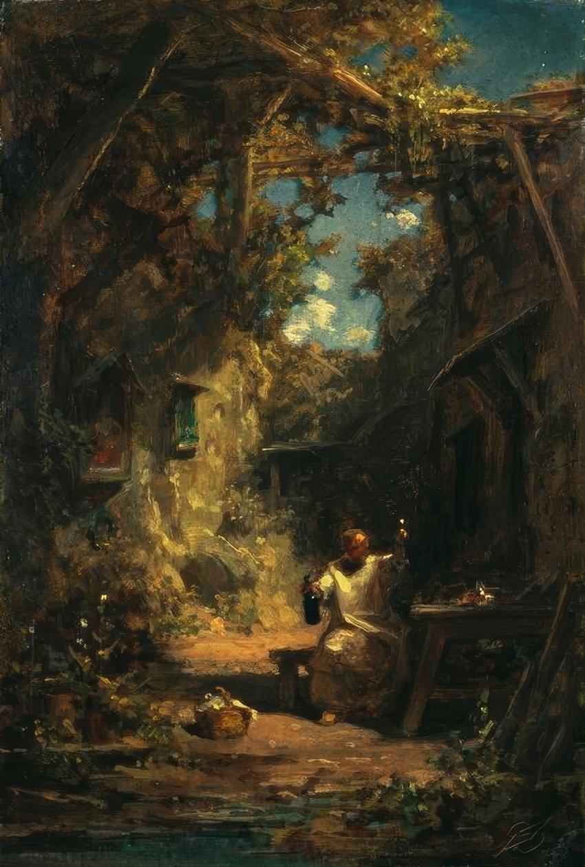 Mönch bei der Weinprobe tekijältä Carl Spitzweg