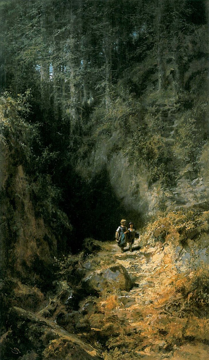 Schulkinder im Wald tekijältä Carl Spitzweg