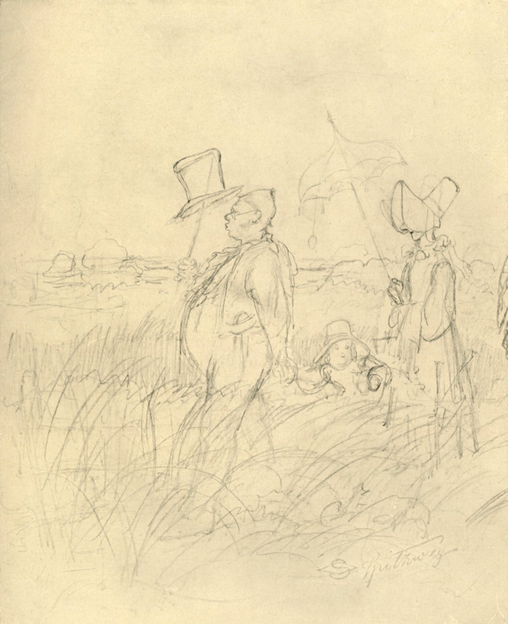 Sonntagsspaziergang, 1800-luvun puoliväli, loppu, n. 1924. tekijältä Carl Spitzweg