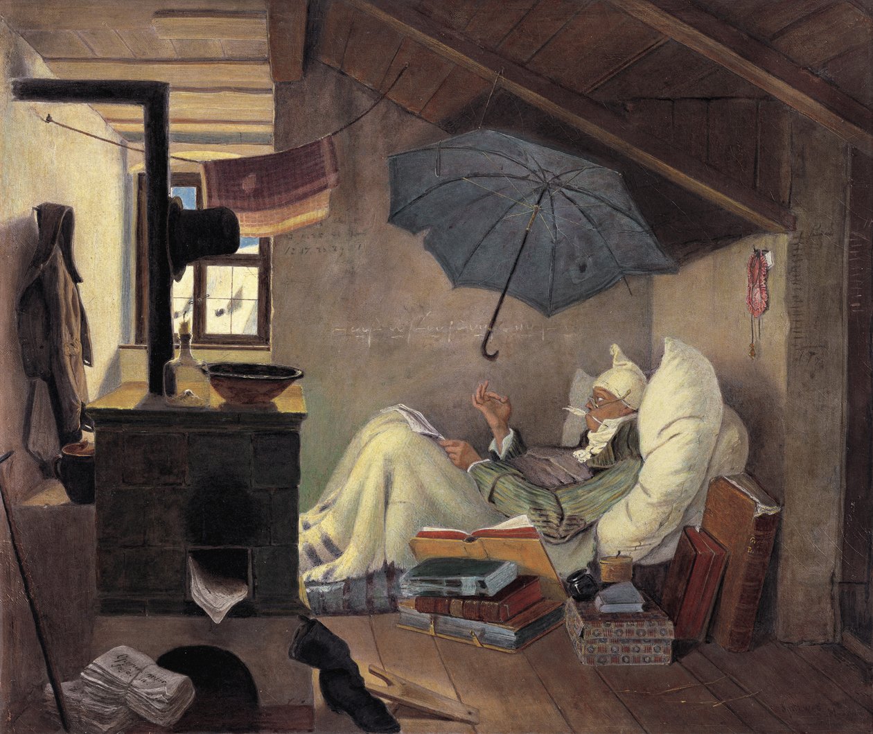 Köyhä runoilija, 1839 tekijältä Carl Spitzweg