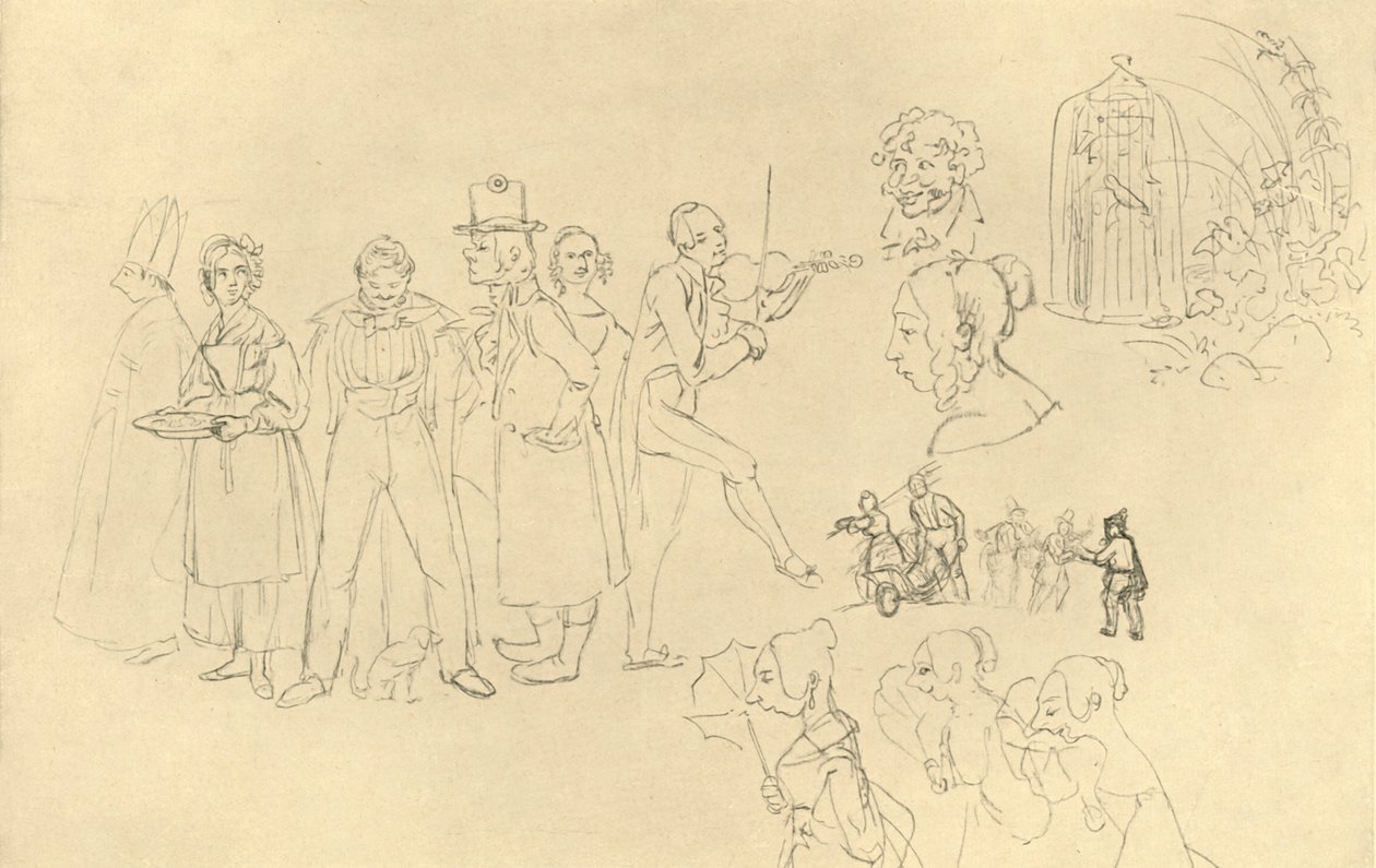 Erilaisia ​​tyyppejä, 1800-luvun puoliväli, loppu, n. 1924. tekijältä Carl Spitzweg