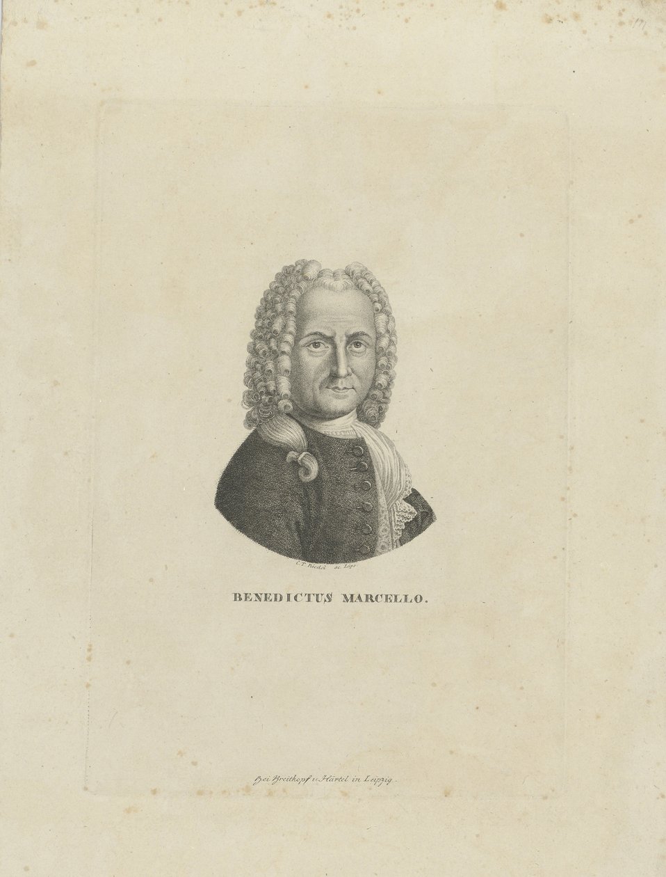 Muotokuva säveltäjä Benedetto Marcellosta 1686-1739 n. 1795. tekijältä Carl Traugott Riedel