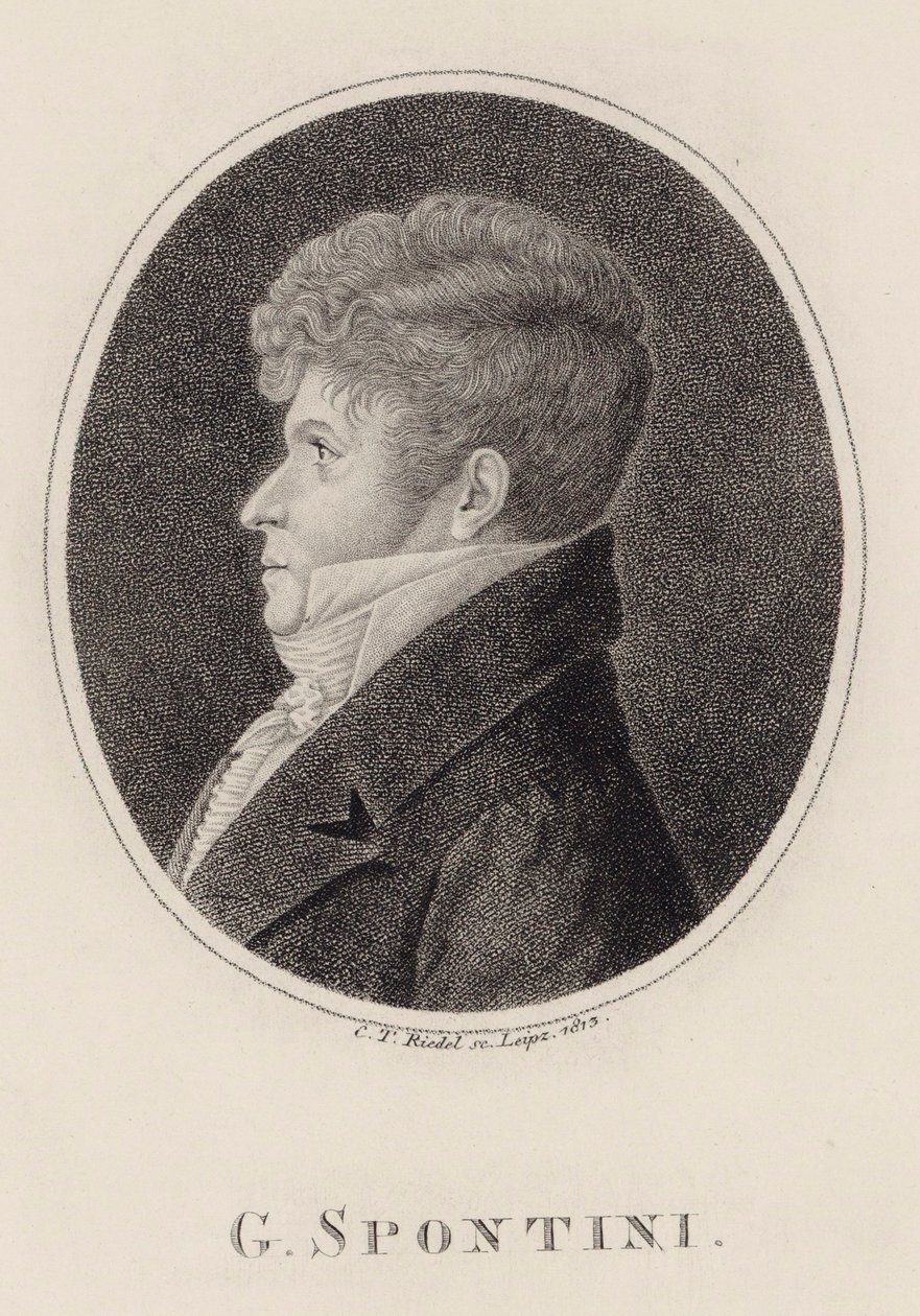 Kapellimestari ja säveltäjä Gaspare Spontinin muotokuva 1774-1851, 1813. tekijältä Carl Traugott Riedel
