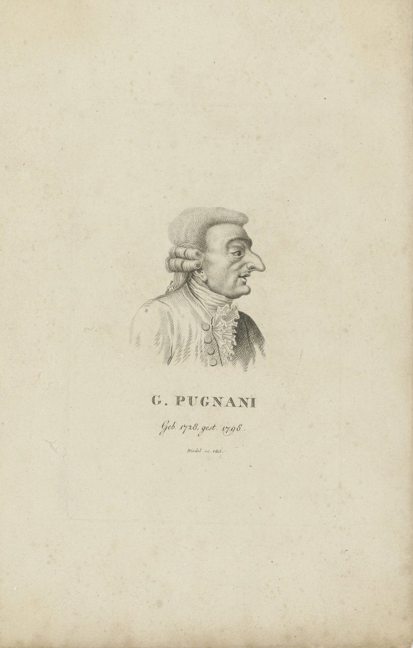 Viulisti ja säveltäjä Gaetano Pugnanin muotokuva 1731-1798, 1815. tekijältä Carl Traugott Riedel