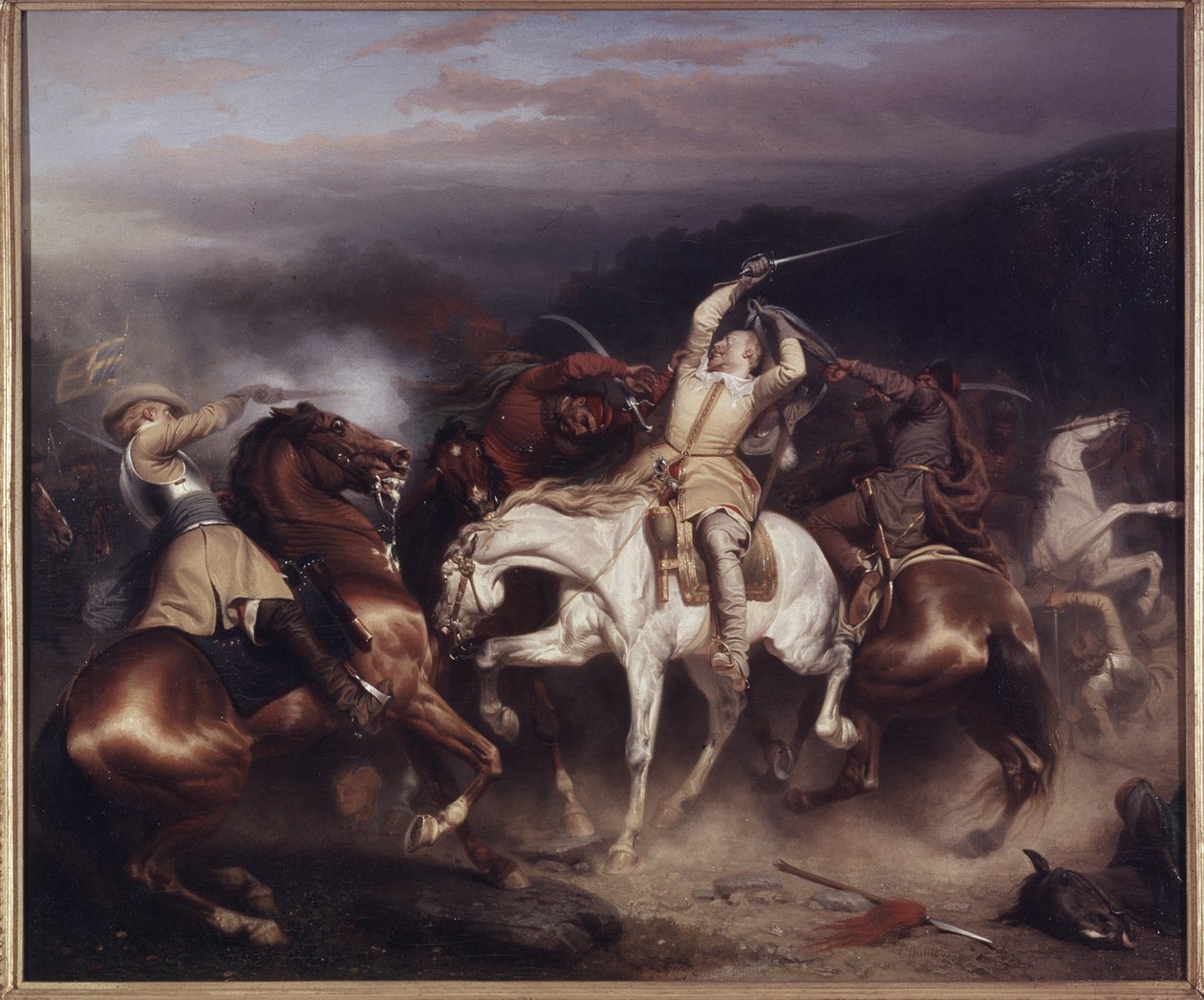 Ruotsin kuningas Kustaa II Adolf, joka tunnetaan nimellä Suuri tai Pohjoinen leijona, Trzcianan taistelussa (tai Honigfelden tai Sztumin taistelussa) kesäkuussa 1629 - Ruotsin kuningas Kustaa II Adolf (1594-1632) Stuhmissa, kirjoittanut Wahlbom, Karl (1810 tekijältä Carl Wahlbom