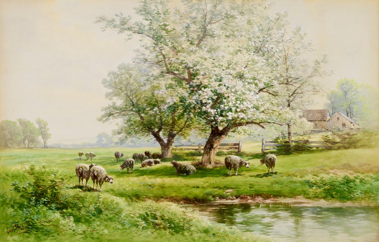 Pastoraalinen maisema, 1800-luvun loppu - 1900-luvun alku. tekijältä Carl Weber