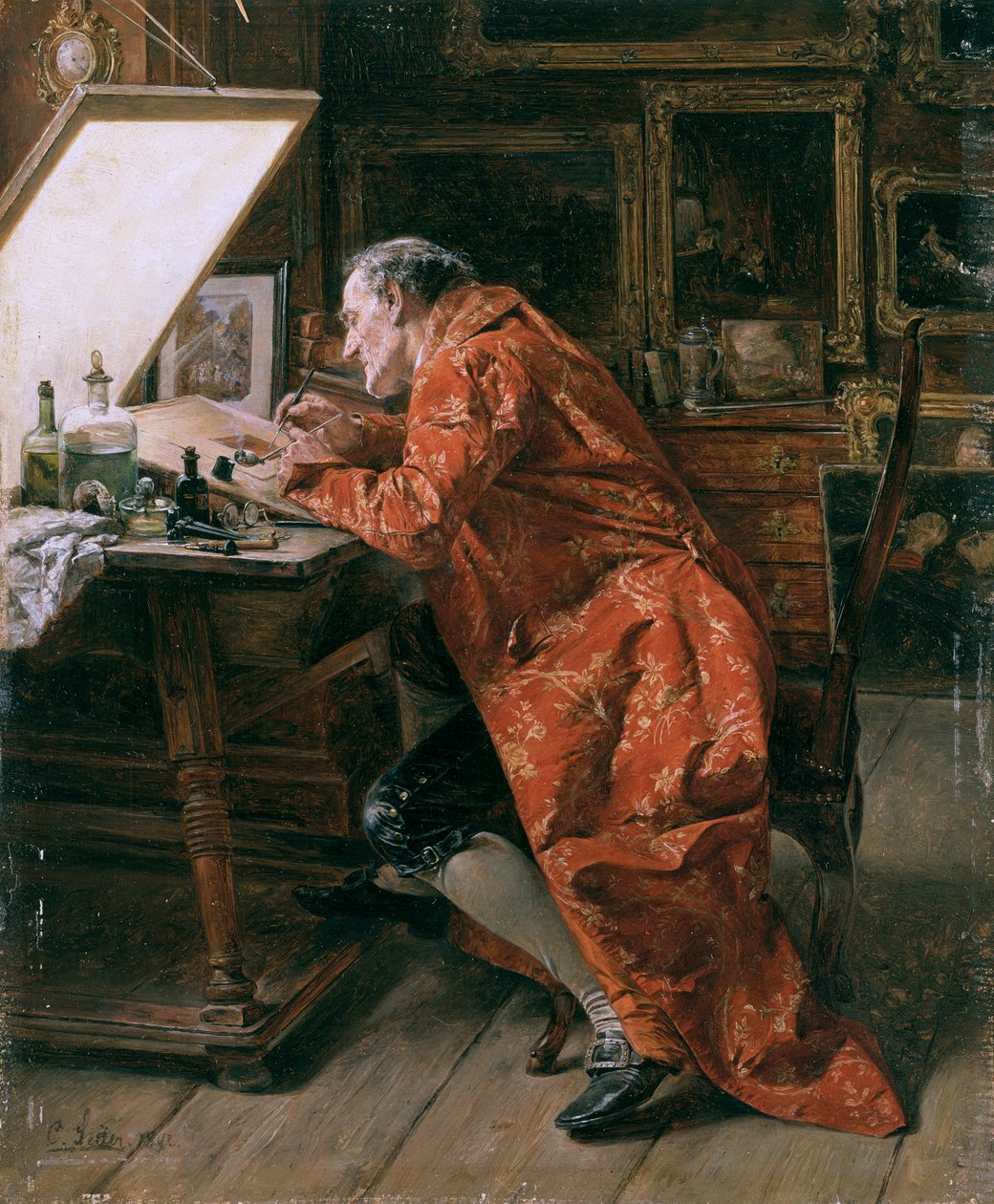 "Etcher", 1892 tekijältä Carl Wilhelm Anton Seiler